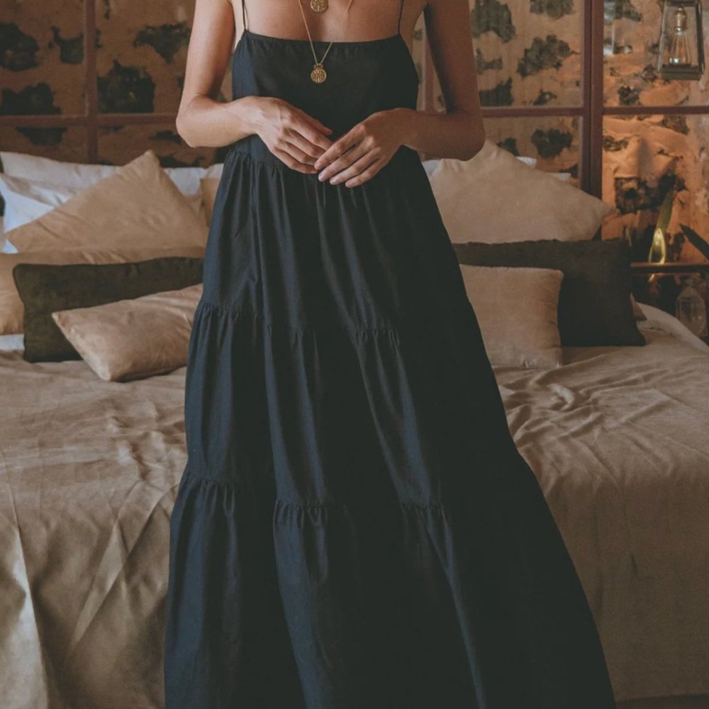 BNWT Aura the Label Tiered Low Back Maxi Dress - Black XS / S